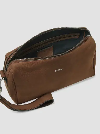 Zegna Men's Secondskin Leather Pouch | Thumbnail 4 Zegna Men's Secondskin Leather Pouch | Thumbnail 4