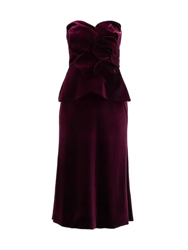 THEIA Women's Kelsey Sculpted Velvet Midi Dress