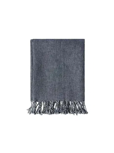 Brunello Cucinelli Striped Linen Lightweight Throw with Fringe | Thumbnail 1 Brunello Cucinelli Striped Linen Lightweight Throw with Fringe | Thumbnail 1