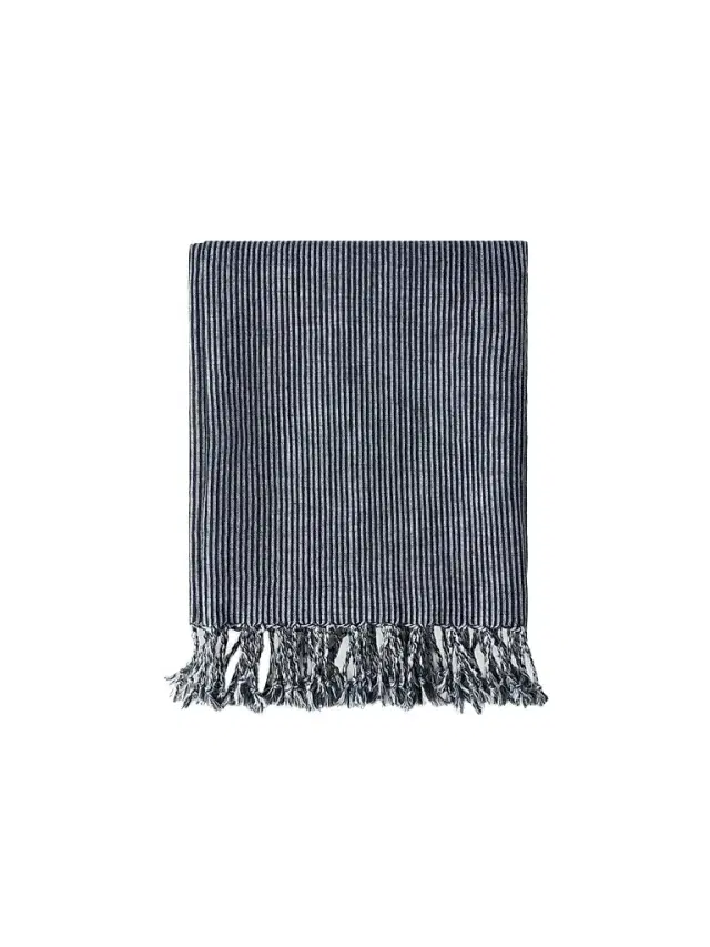 Brunello Cucinelli Striped Linen Lightweight Throw with Fringe