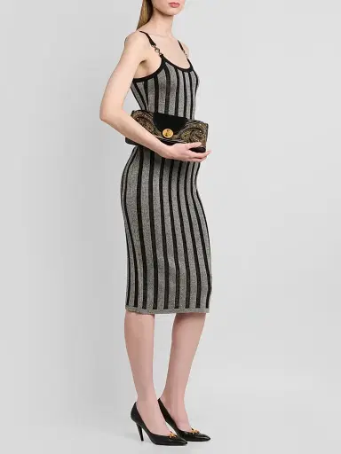 Versace Women's Stripe Wool-Blend Midi Dress | Thumbnail 2 Versace Women's Stripe Wool-Blend Midi Dress | Thumbnail 2