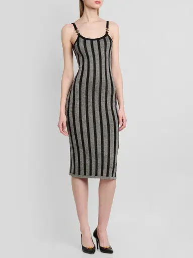 Versace Women's Stripe Wool-Blend Midi Dress | Thumbnail 4 Versace Women's Stripe Wool-Blend Midi Dress | Thumbnail 4