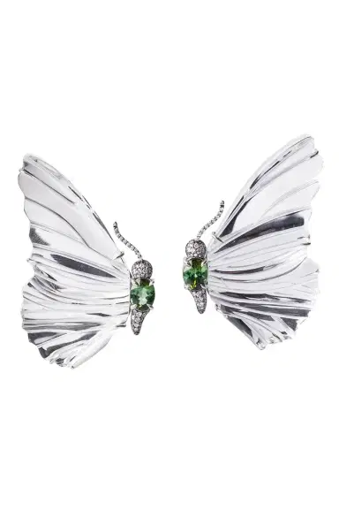 Silvia Furmanovich Green Tourmaline Diamond Mirror Butterfly Wing Earrings | Thumbnail 1