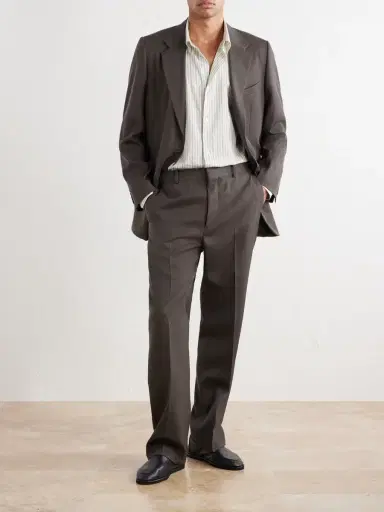 Auralee Straight-Leg Wool-Gabardine Trousers - Men | Thumbnail 2