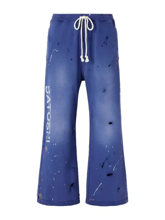 Satoshi Nakamoto Luke Logo-Printed Paint-Splattered Distressed Cotton-Jersey Drawstring Sweatpants - Men