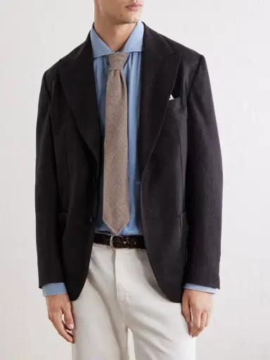 De Petrillo 8cm Striped Wool and Cashmere-Blend Tie - Men | Thumbnail 3