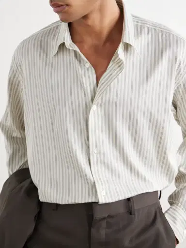 Auralee Striped Cotton and Silk-Blend Shirt - Men | Thumbnail 5