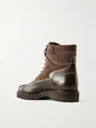 John Lobb Peak Patchwork Leather, Suede and Nubuck Lace-Up Boots - Men | Thumbnail 4