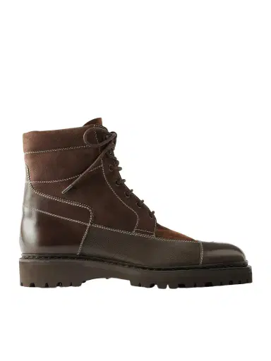 John Lobb Peak Patchwork Leather, Suede and Nubuck Lace-Up Boots - Men | Thumbnail 1