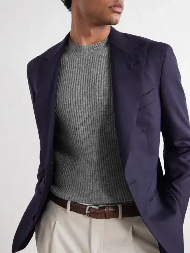 Slowear Zanone Slim-Fit Ribbed Wool Sweater - Men | Thumbnail 5