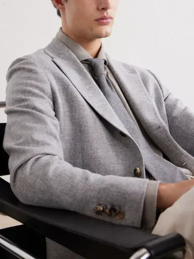 De Petrillo 8cm Prince of Wales Wool Tie - Men | Thumbnail 2