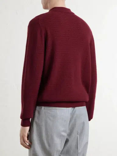 Canali Nubuck-Trimmed Wool and Cashmere-Blend Half-Zip Polo Sweater - Men | Thumbnail 4