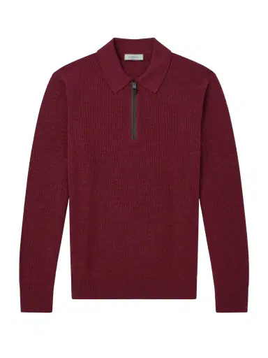 Canali Nubuck-Trimmed Wool and Cashmere-Blend Half-Zip Polo Sweater - Men | Thumbnail 1