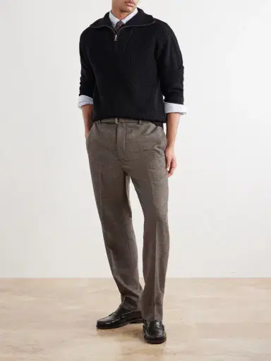 OFFICINE GÉNÉRALE Hoche Tapered Belted Houndstooth Virgin Wool Trousers - Men | Thumbnail 2
