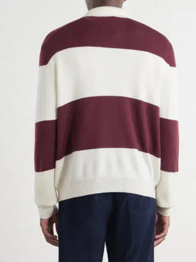 A.P.C. Logo-Embroidered Striped Virgin Wool Polo Sweater - Men | Thumbnail 4 A.P.C. Logo-Embroidered Striped Virgin Wool Polo Sweater - Men | Thumbnail 4