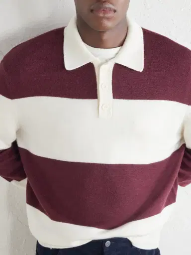 A.P.C. Logo-Embroidered Striped Virgin Wool Polo Sweater - Men | Thumbnail 5 A.P.C. Logo-Embroidered Striped Virgin Wool Polo Sweater - Men | Thumbnail 5