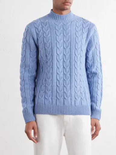 Slowear Zanone Slim-Fit Cable-Knit Virgin Wool Sweater - Men | Thumbnail 3