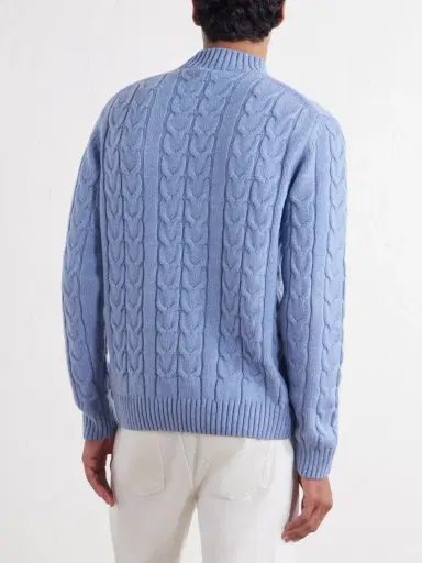 Slowear Zanone Slim-Fit Cable-Knit Virgin Wool Sweater - Men | Thumbnail 4