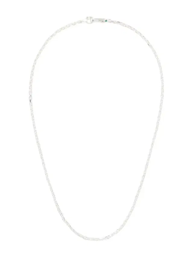 Mikia Sterling Silver and Emerald Necklace - Men