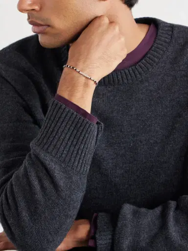 Mikia Braided Cord and Sterling Silver Beaded Bracelet - Men | Thumbnail 2