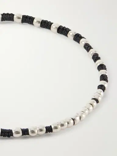 Mikia Braided Cord and Sterling Silver Beaded Bracelet - Men | Thumbnail 4