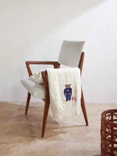 Ralph Lauren Home Baybrook Polo Bear-Embroidered Cable-Knit Cotton Throw - Men | Thumbnail 2