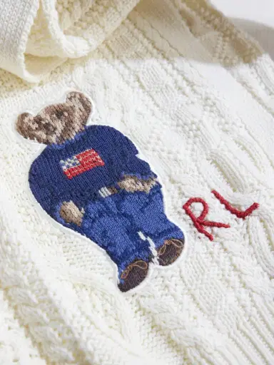 Ralph Lauren Home Baybrook Polo Bear-Embroidered Cable-Knit Cotton Throw - Men | Thumbnail 3
