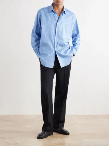 Auralee Striped Cotton and Silk-Blend Shirt - Men | Thumbnail 2
