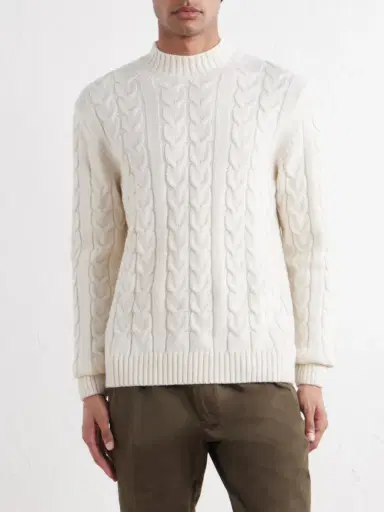 Slowear Zanone Slim-Fit Cable-Knit Virgin Wool Sweater - Men | Thumbnail 3