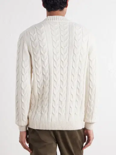 Slowear Zanone Slim-Fit Cable-Knit Virgin Wool Sweater - Men | Thumbnail 4