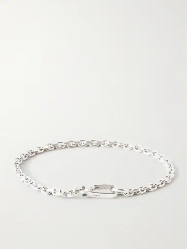 Mikia Sterling Silver and Emerald Chain Bracelet - Men | Thumbnail 3 Mikia Sterling Silver and Emerald Chain Bracelet - Men | Thumbnail 3