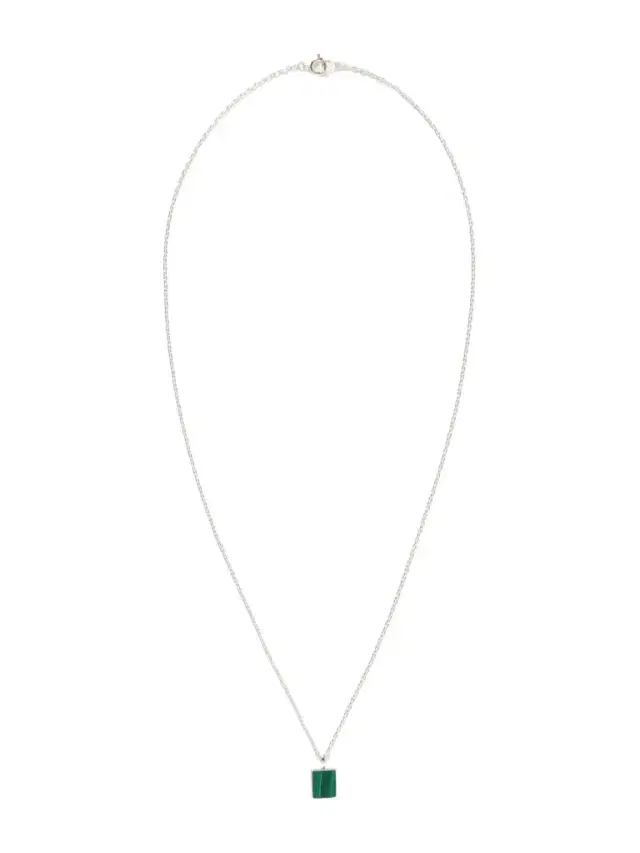 Mikia Rectangle Sterling Silver Malachite Necklace - Men