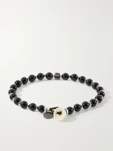 Mikia Sterling Silver and Onyx Beaded Bracelet - Men | Thumbnail 3