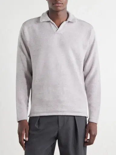 Inis Meáin Wool and Linen-Blend Polo Shirt - Men | Thumbnail 3