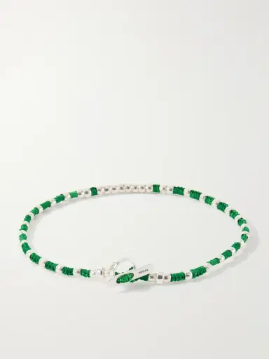 Mikia Braided Cord and Sterling Silver Beaded Bracelet - Men | Thumbnail 2