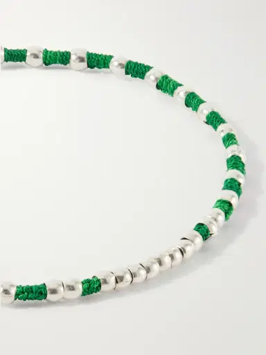 Mikia Braided Cord and Sterling Silver Beaded Bracelet - Men | Thumbnail 3