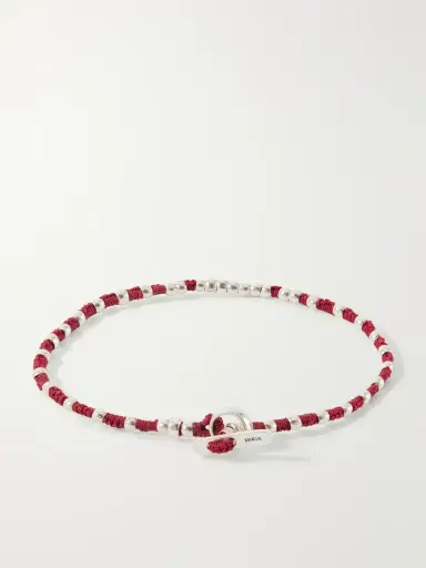 Mikia Braided Cord and Sterling Silver Beaded Bracelet - Men | Thumbnail 3