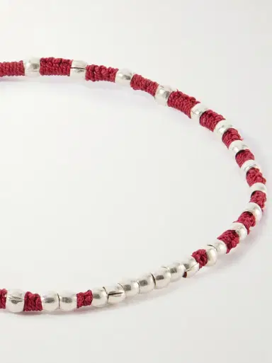 Mikia Braided Cord and Sterling Silver Beaded Bracelet - Men | Thumbnail 4
