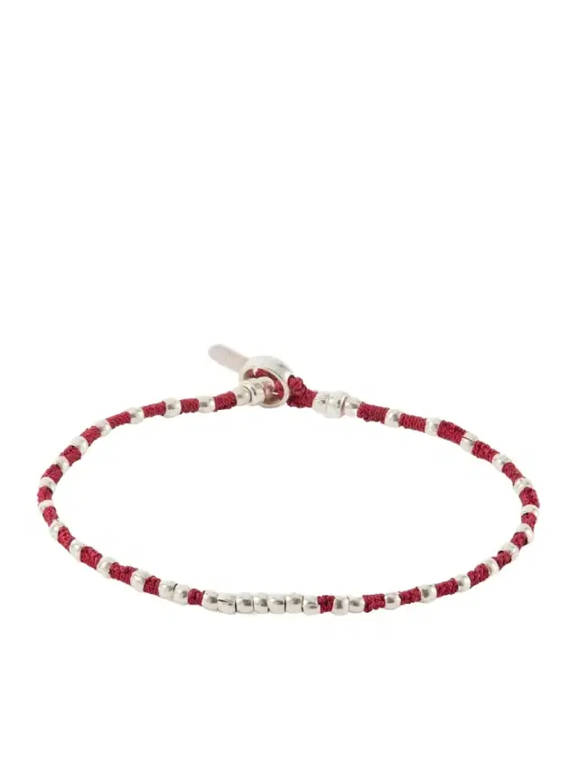 Mikia Braided Cord and Sterling Silver Beaded Bracelet - Men