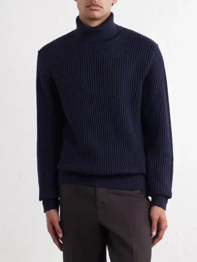 Slowear Zanone Slim-Fit Ribbed Virgin Wool Rollneck Sweater - Men | Thumbnail 3