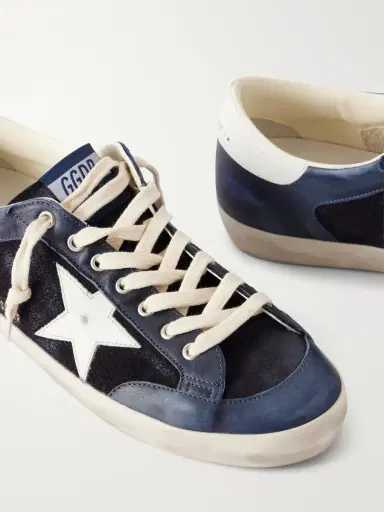 Golden Goose Super-Star Distressed Leather-Trimmed Suede Sneakers - Men | Thumbnail 5