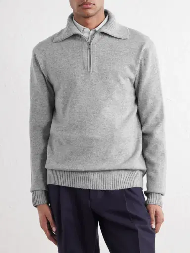 Slowear Zanone Slim-Fit Cashmere Half Zip-Up Sweater - Men | Thumbnail 3
