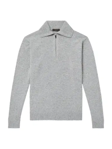 Slowear Zanone Slim-Fit Cashmere Half Zip-Up Sweater - Men | Thumbnail 1