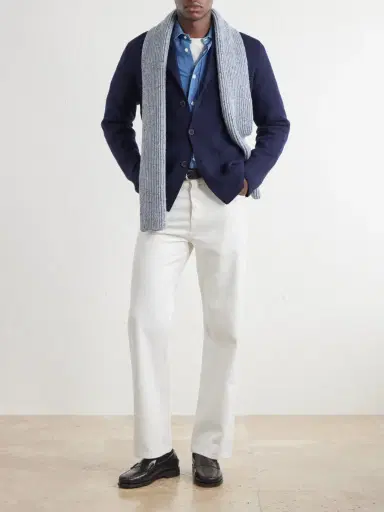 Inis Meáin Ribbed Cashmere Scarf - Men | Thumbnail 2 Inis Meáin Ribbed Cashmere Scarf - Men | Thumbnail 2