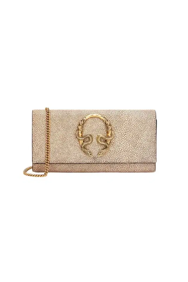 Roberto Cavalli Serpentine Leather Wallet With Chain