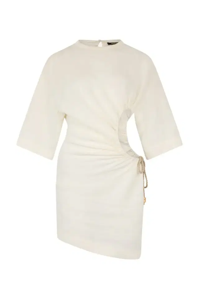 Roberto Cavalli Solid Linen Short Dress