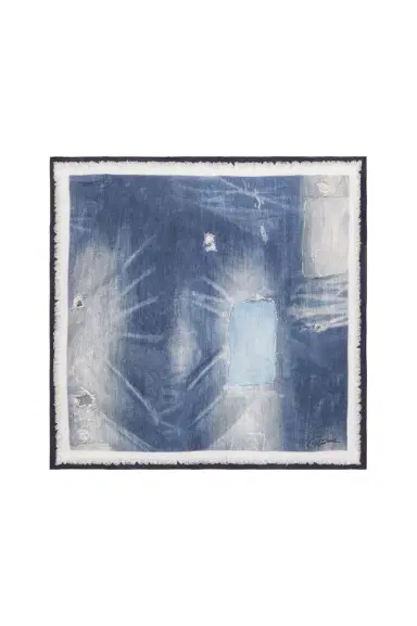 Roberto Cavalli Silk Scarf with Denim Patchwork Print | Thumbnail 1