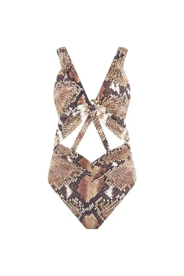 Roberto Cavalli Python Print One-Piece Swimsuit