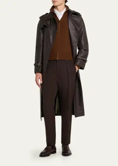 Giuliva Heritage Men's Vittorio Suede Elbow-Patch Knit Cardigan | Thumbnail 2