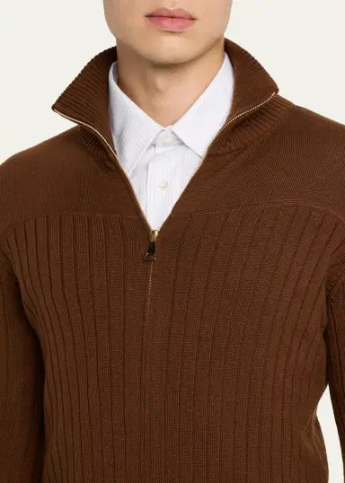 Giuliva Heritage Men's Vittorio Suede Elbow-Patch Knit Cardigan | Thumbnail 5